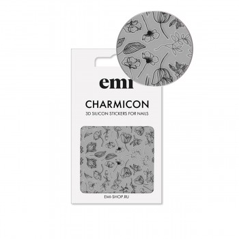 Наклейки для ногтей E.MI Charmicon 3D Silicone Stickers (176 Черные цветы)