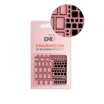 Наклейки для ногтей E.MI Charmicon 3D Silicone Stickers (160 Квадраты черные)