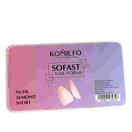 Формы KOMILFO SoFast мягкие для быстрого наращивания ногтей 300 шт (Nude Almond Shot)
