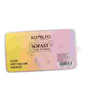 Формы KOMILFO SoFast мягкие для быстрого наращивания ногтей 300 шт (Nude Soft Square)