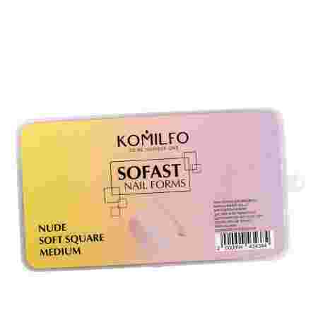 Формы KOMILFO SoFast мягкие для быстрого наращивания ногтей 300 шт (Nude Soft Square)