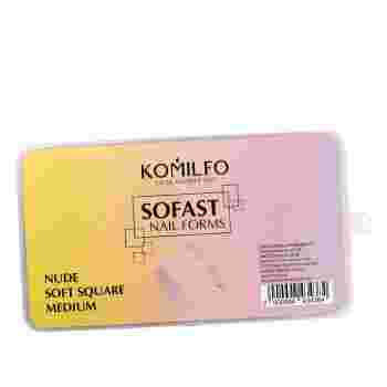 Формы KOMILFO SoFast мягкие для быстрого наращивания ногтей 300 шт (Nude Soft Square Medium)