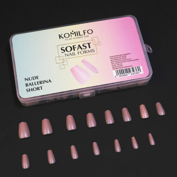 Формы KOMILFO SoFast мягкие для быстрого наращивания ногтей 360 шт (Nude Ballerina Shot)