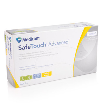 Перчатки нитрил без пудры нестерильные Medicom SafeTouch Advanced Желтый 100 шт р L