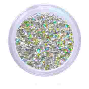 Песок в баночке NailApex 5 г 114 серебро голограммное крупное