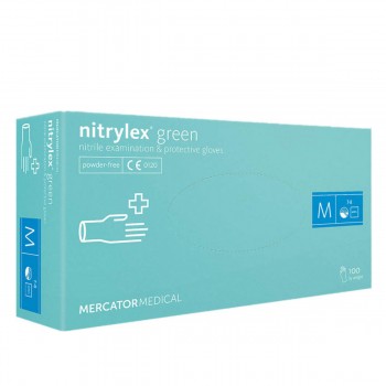 Перчатки нитриловые без пудры нестерильные Nitrylex Green 100 шт (M)