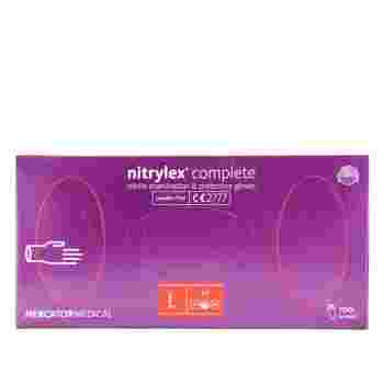 Перчатки нитриловые без пудры нестерильные Nitrylex COMPLETE Violet 100 шт (L)