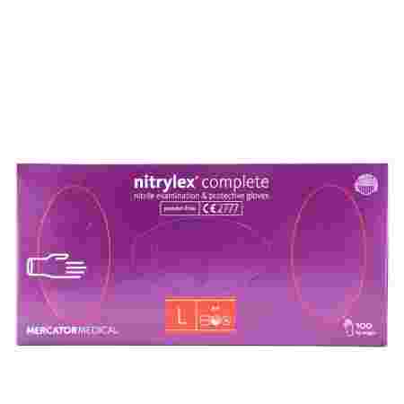 Перчатки нитриловые без пудры нестерильные Nitrylex COMPLETE Violet 100 шт (L)