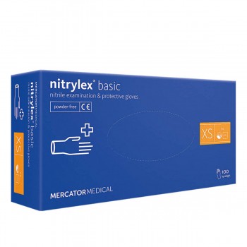 Перчатки нитриловые без пудры нестерильные Nitrylex BASIC Dark Blue 100 шт (XS)