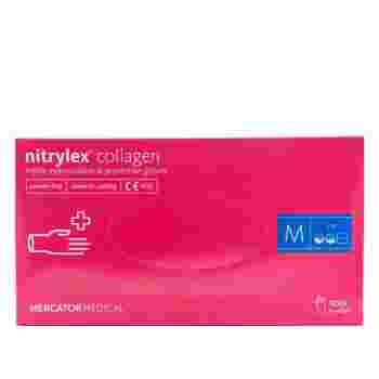 Перчатки нитриловые без пудры нестерильные Nitrylex Collagen 100 шт (М)