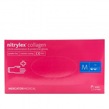 Перчатки нитриловые без пудры нестерильные Nitrylex Collagen 100 шт (М)