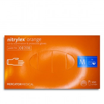 Перчатки  нітрил без пудры нестерильные Nitrylex Orange 100 шт (M)