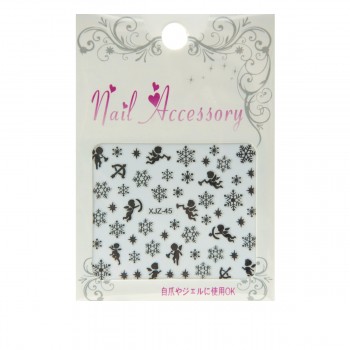 Лента гибкая для ногтей Nail sticker (3D-Снежинкиангелы микс2 серебро)