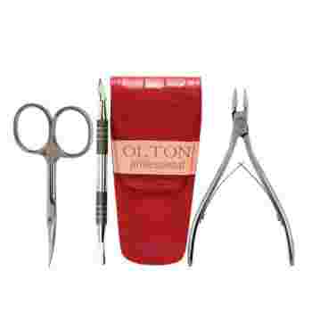 Набор инструментов красный OLTON (накожницы S+ножницы 100мм+топор-лопатка)