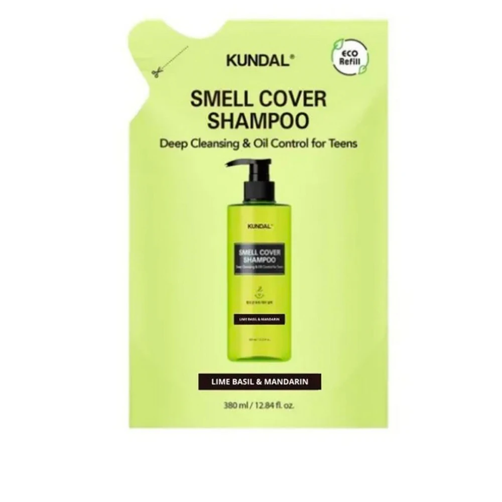 Рефил шампуня для подростков Kundal All Day Smell Cover (Lime Basil & Mandarin 380 мл)