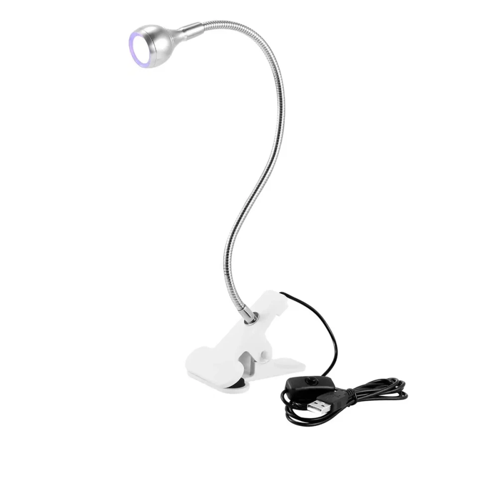 Лампа LED/UV гибкая на прищепке (Silver 5W)