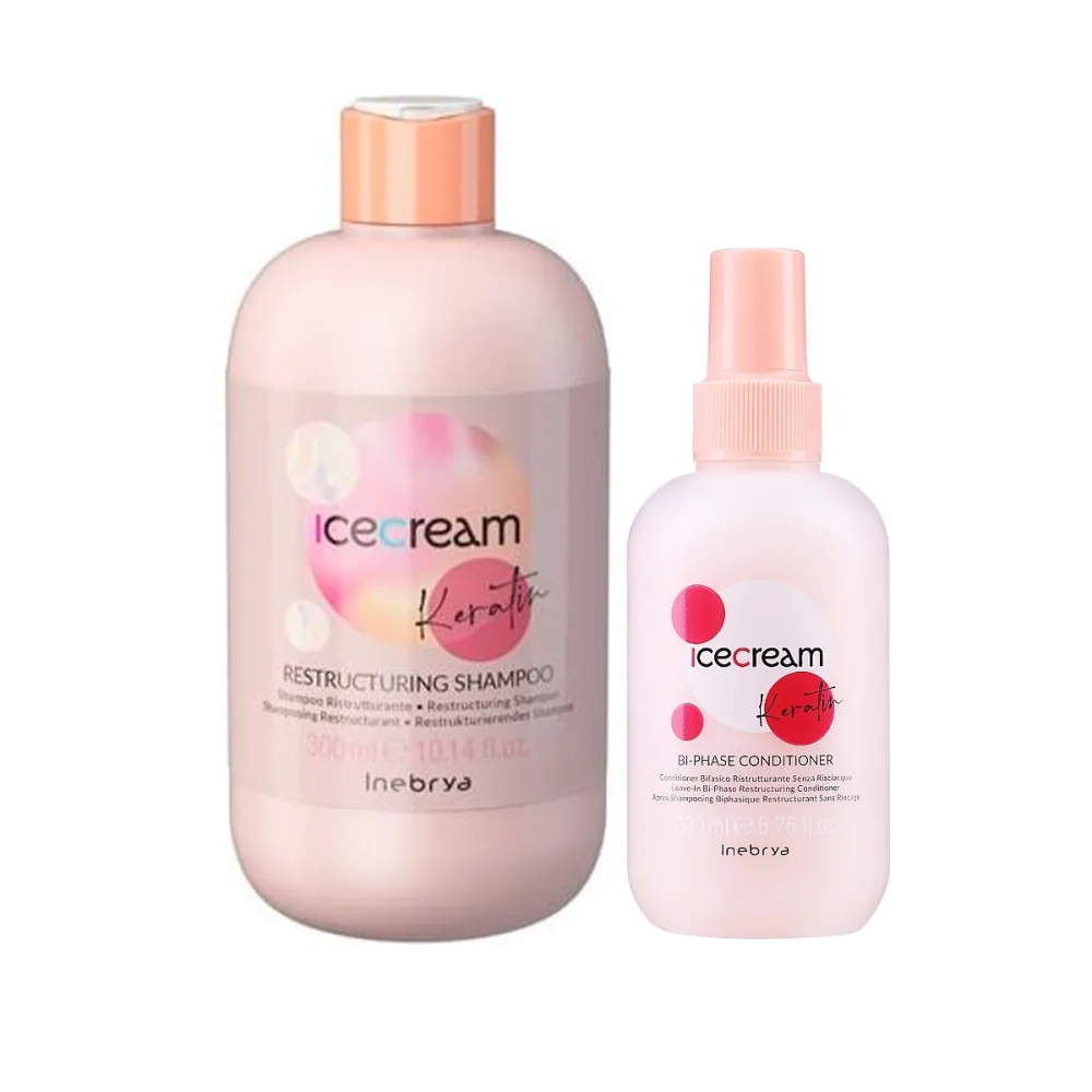 Набір подарунковий для волосся Inebrya ( Ice Cream Keratin шампунь+кондіционер 300 мл+200 мл)