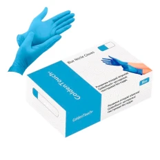 Перчатки нитрил смотровые нестерильные текстурные б/пудры Golden Touch (M Голубой)
