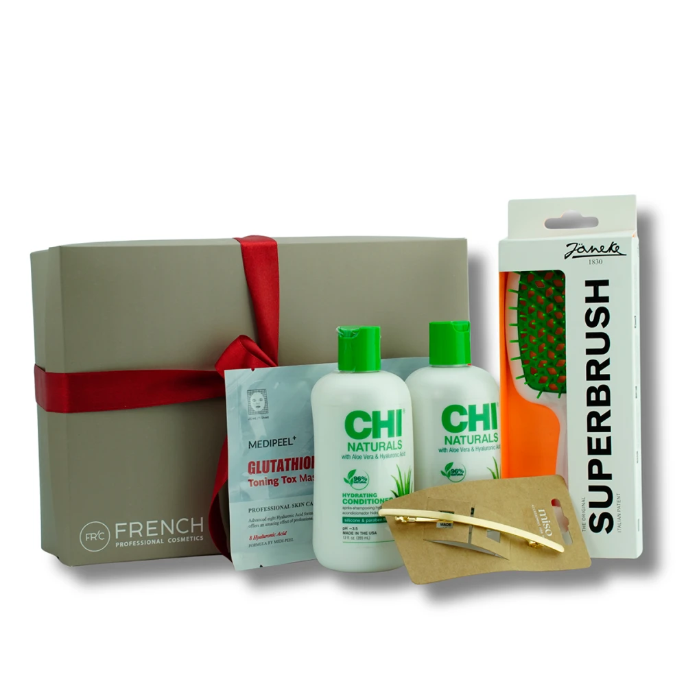 Набор подарочный French Hair Set (№2 (шампунь, кондиционер, аксессуар, щетка, маска для лица))