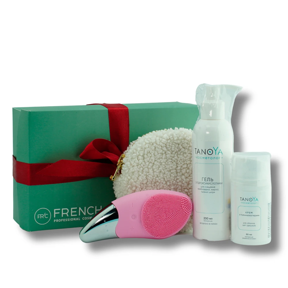 Набор подарочный French Face Set (№01 (щетка для лица, гель и крем для лица))
