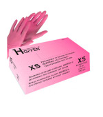Рукавички нітрил оглядові нестерильні текстуровані,без пудри Hoffen (Світло-рожевий XS)