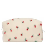 Косметичка пухнаста середня Miso (Біла в червону квіточку Квадрат)