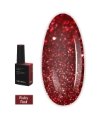 Гель-лак BIBLIOTEKA , 10 мл (Ruby Red - Красный глитер)