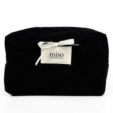 Косметичка середня вельвет Miso (Чорна білий бантик Квадрат)