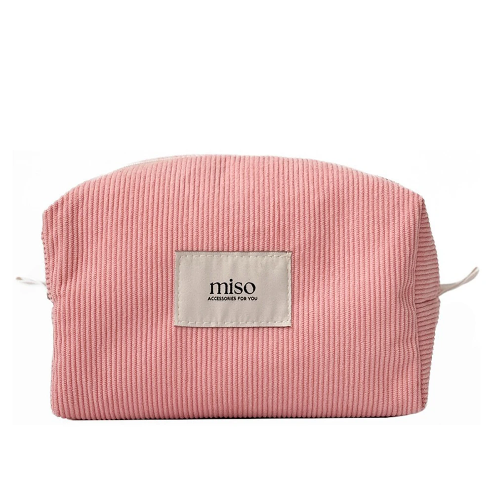 Косметичка средняя вельвет Miso (Розовая Квадрат)