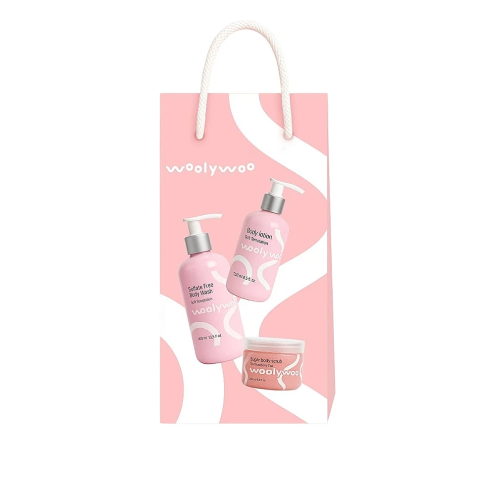 Набір для тіла Woolywoo (Shower Gel Soft Temptation 400мл+Sugar body scrub The Strawberry Spa 200мл+Bodi Lotion Soft Tempt)