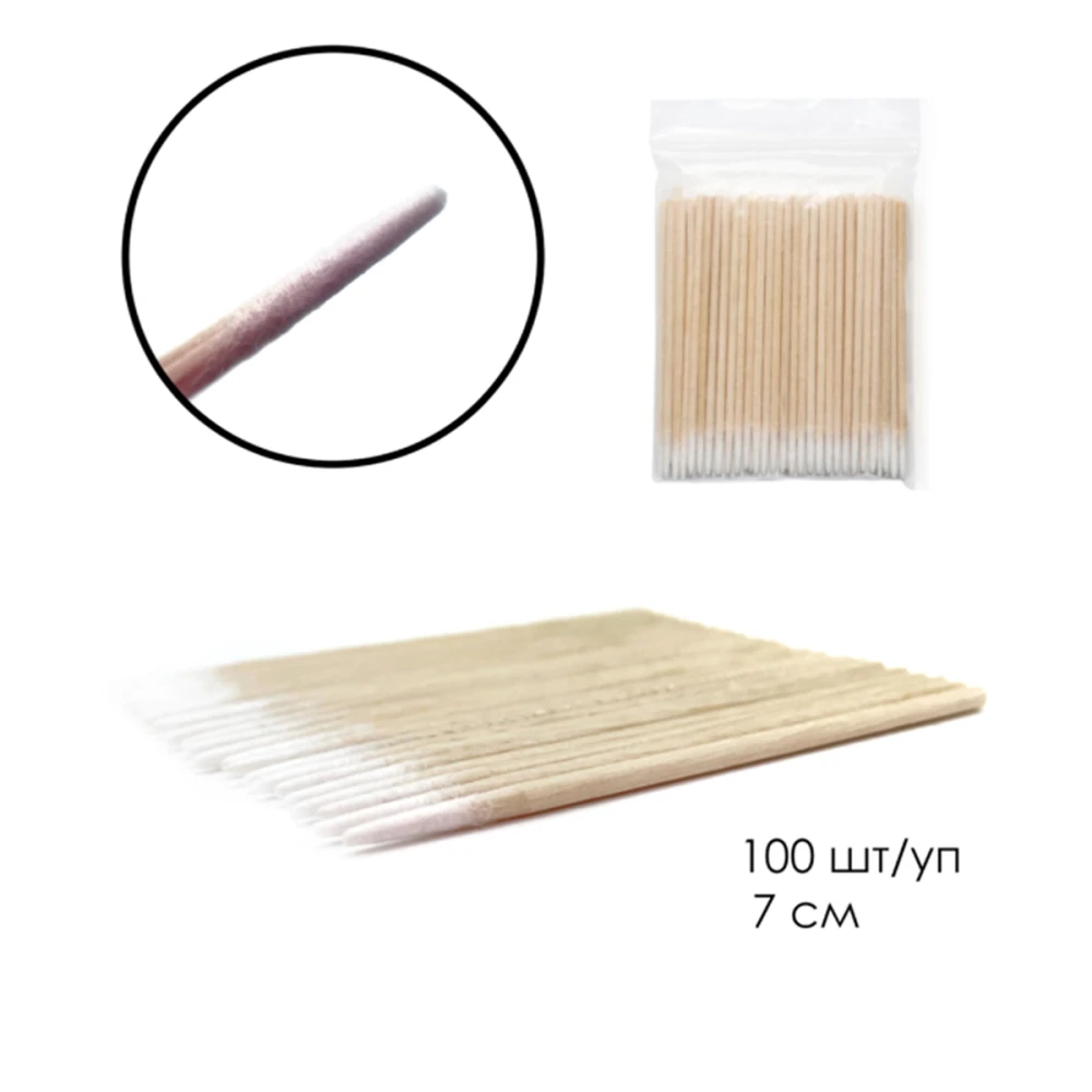 Аплікатор  (мікробраші) NoName Lashes (7 см дерев'яні 100шт/уп)