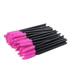 Щіточка для вій NoName Lashes 50 шт (ручка чорна, ворс рожевий силіконова)