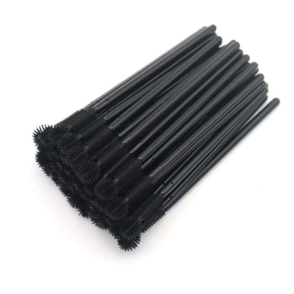 Щіточка для вій NoName Lashes 50 шт (ручка чорна, ворс чорний силіконова 2в1)