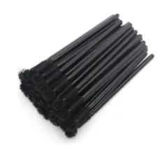 Щіточка для вій NoName Lashes 50 шт (ручка чорна, ворс чорний силіконова 2в1)