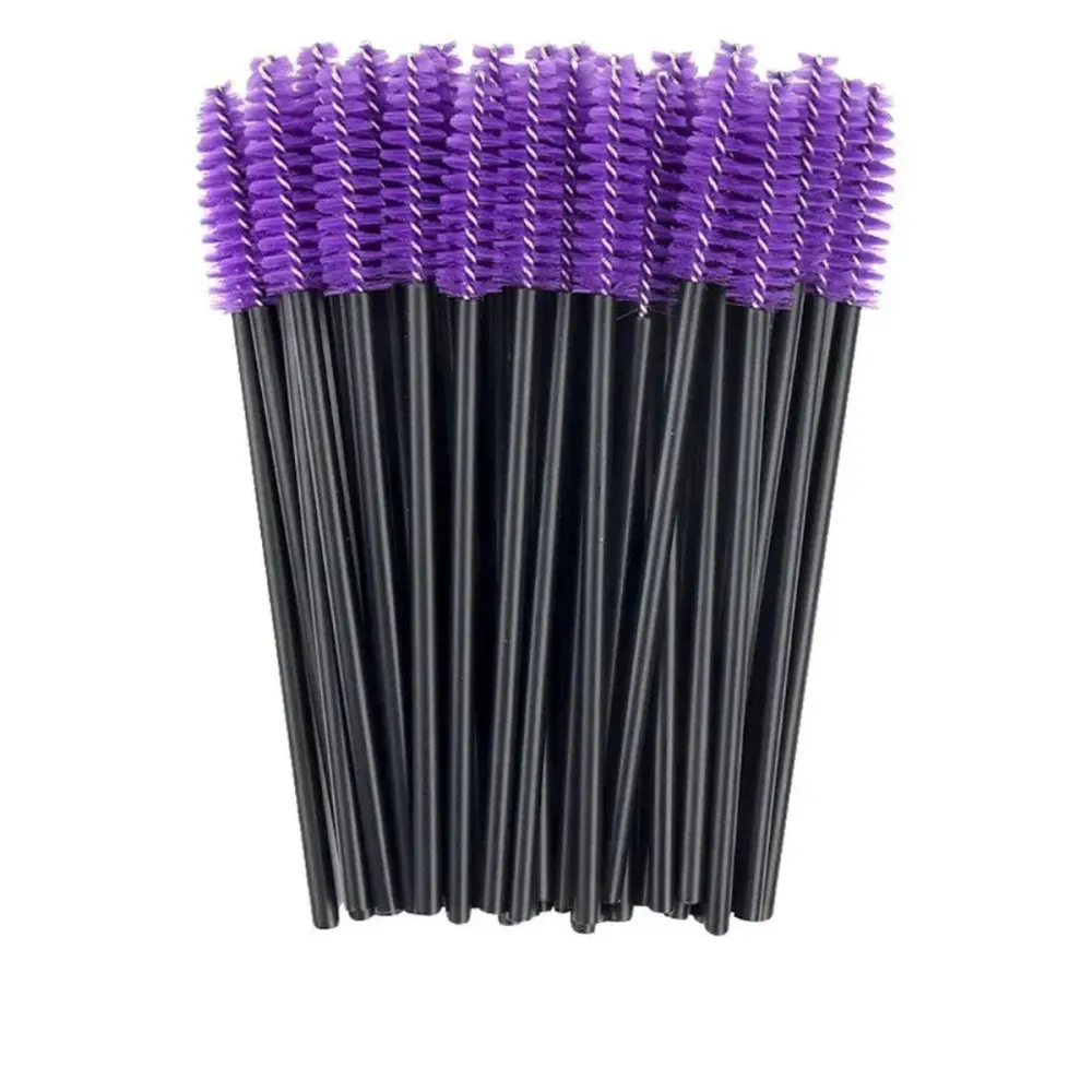 Щіточка для вій NoName Lashes 50 шт (ручка чорна, ворс фіолетовий нейлонова)