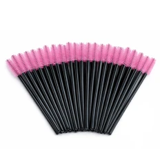 Щіточка для вій NoName Lashes 50 шт (ручка чорна, ворс рожевий нейлонова)