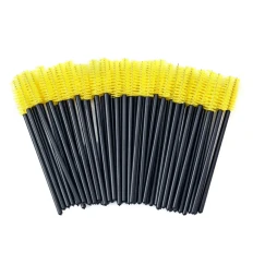 Щіточка для вій NoName Lashes 50 шт (ручка чорна, ворс жовтий нейлонова)