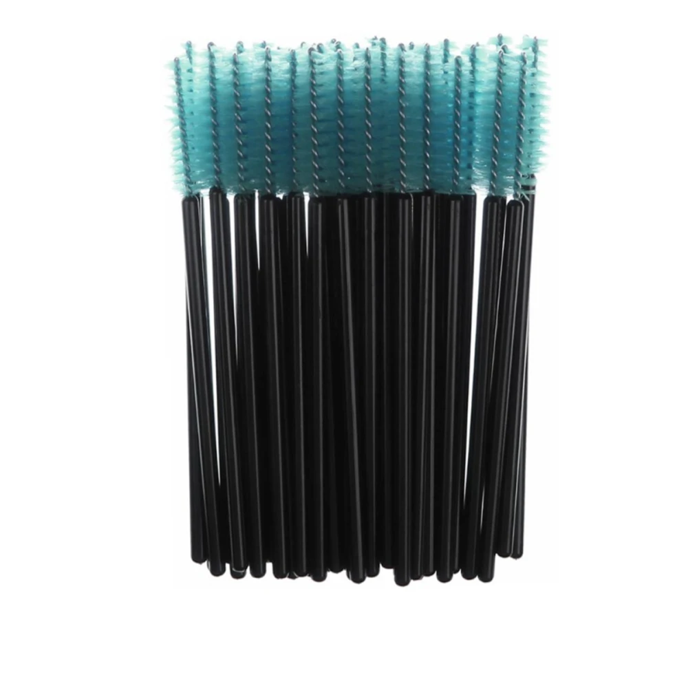 Щіточка для вій NoName Lashes 50 шт (ручка чорна, ворс бірюзовий нейлонова)