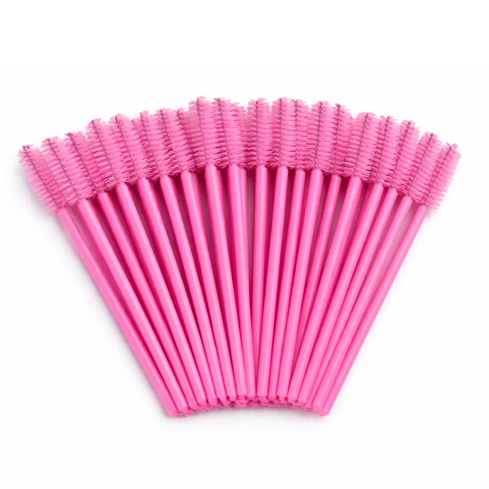 Щіточка для вій NoName Lashes 50 шт (ручка рожева, ворс рожевий нейлонова)