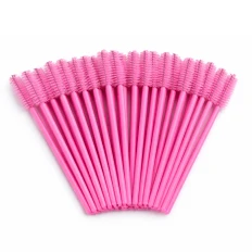 Щіточка для вій NoName Lashes 50 шт (ручка рожева, ворс рожевий нейлонова)