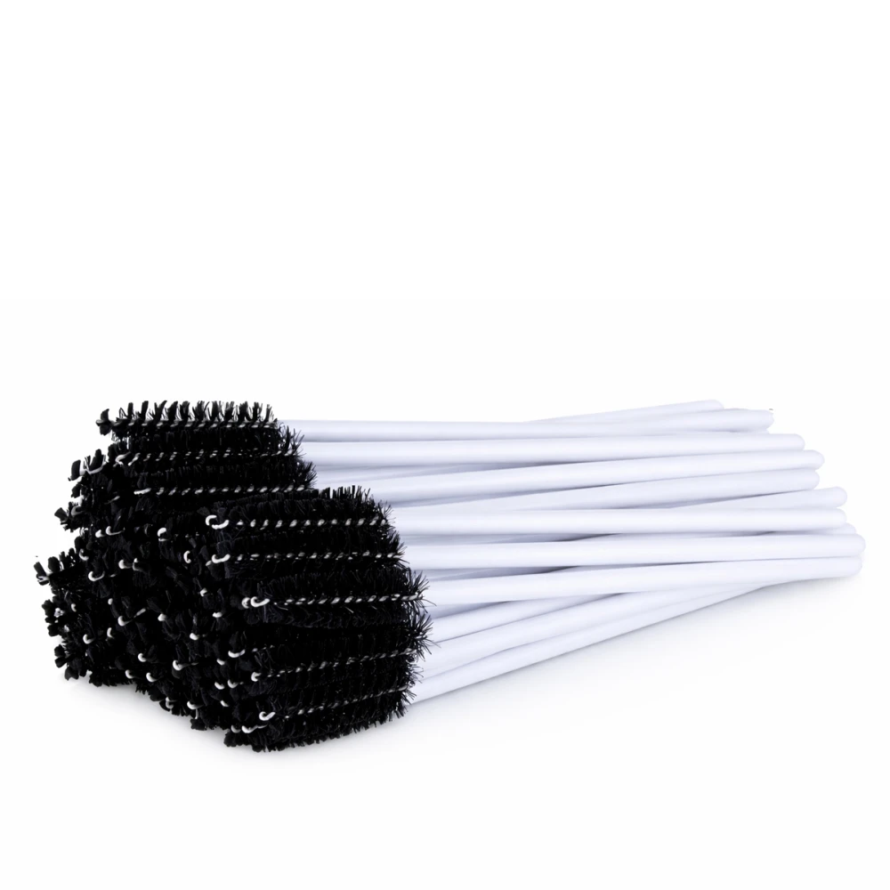 Щіточка для вій NoName Lashes 50 шт (ручка біла, ворс чорний нейлонова)