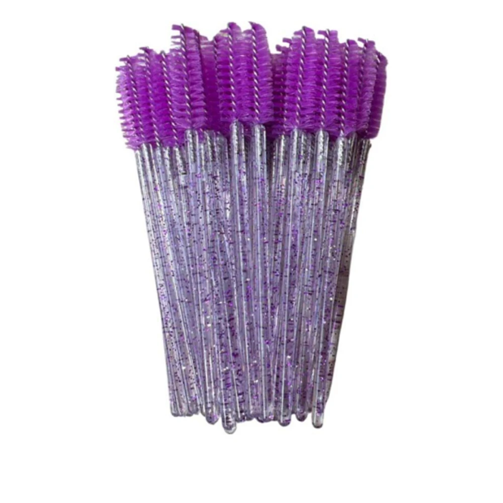 Щіточка для вій NoName Lashes 50 шт (Фіолетова нейлонова глітерна)