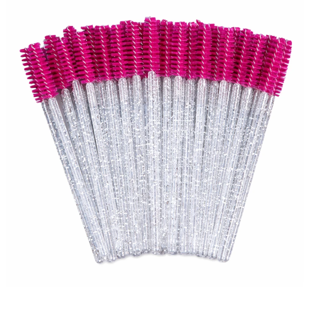 Щіточка для вій NoName Lashes 50 шт (Малинова нейлонова глітерна)