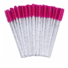 Щіточка для вій NoName Lashes 50 шт (Малинова нейлонова глітерна)