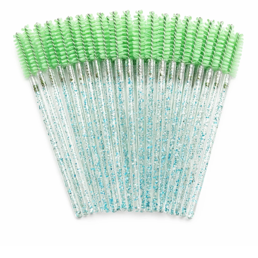 Щіточка для вій NoName Lashes 50 шт (зелена нейлонова глітерна)