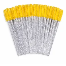 Щіточка для вій NoName Lashes 50 шт (Жовта нейлонова глітерна)