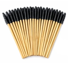 Щіточка для вій NoName Lashes 50 шт (бамбукова ручка, ворс чорний нейлонова)