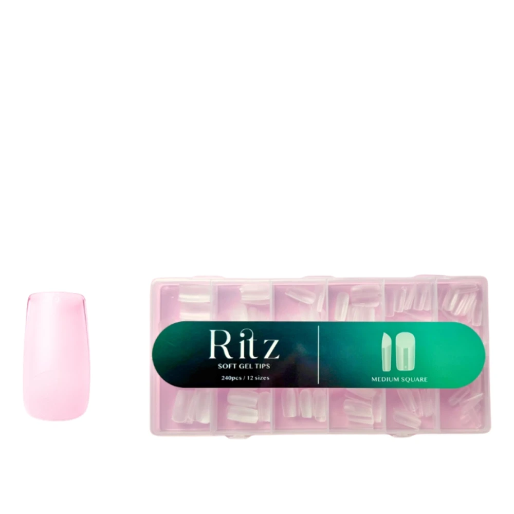Тіпси гелеві для нарощування Ritz (Soft Gel Tips Medium Square 240 шт)
