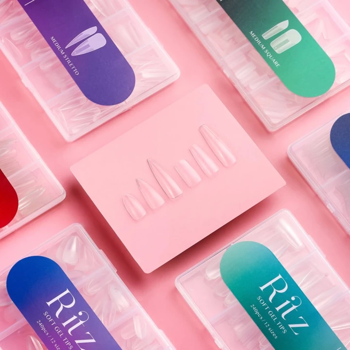 Тіпси гелеві для нарощування Ritz (Soft Gel Tips Stiletto XL 240 шт)