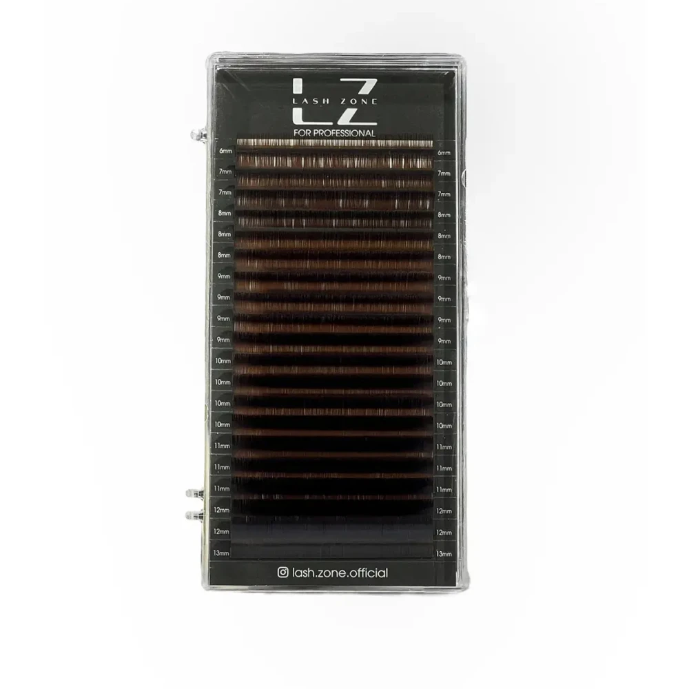 Ресницы для наращивания Lash Zone (MIX Темный шоколад С 0.07, 6-13 мм)